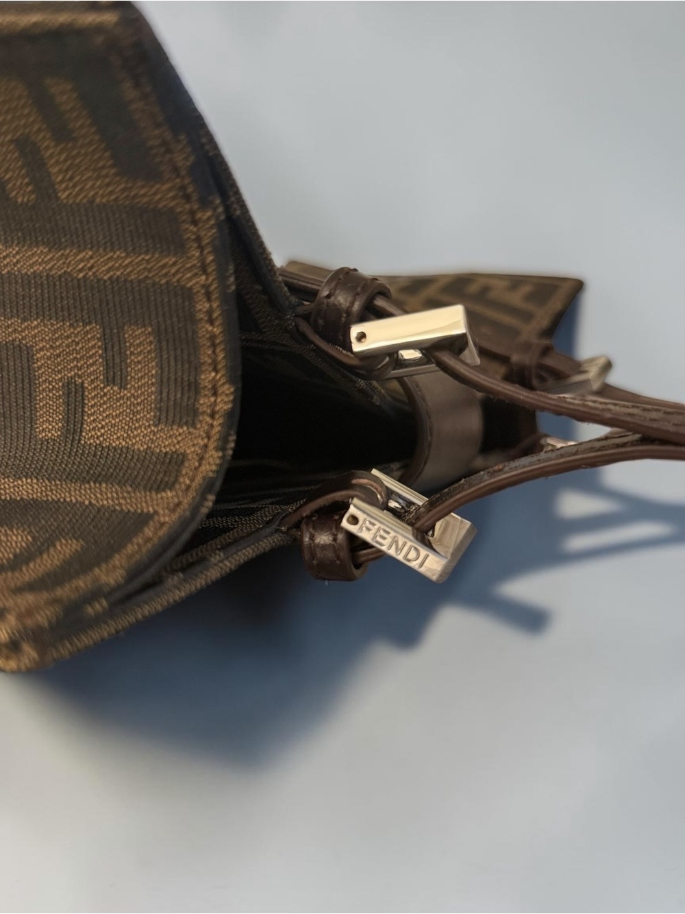 Fendi Brown Zucca FF-Logo Tote with Silver Buckle - Picture 4 of 13